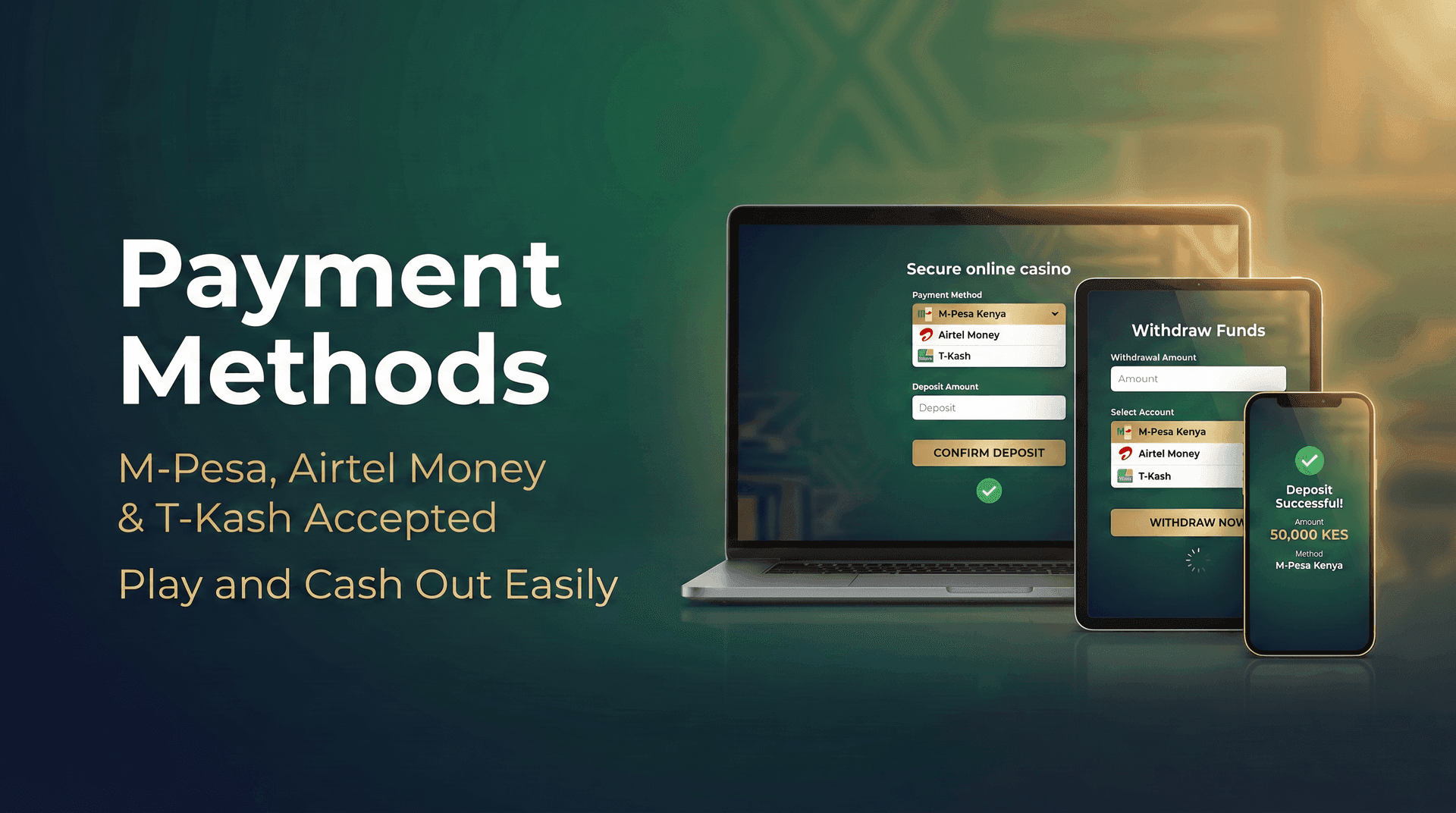 Payment methods secure transactions Kenya casino deposits withdrawals 2026