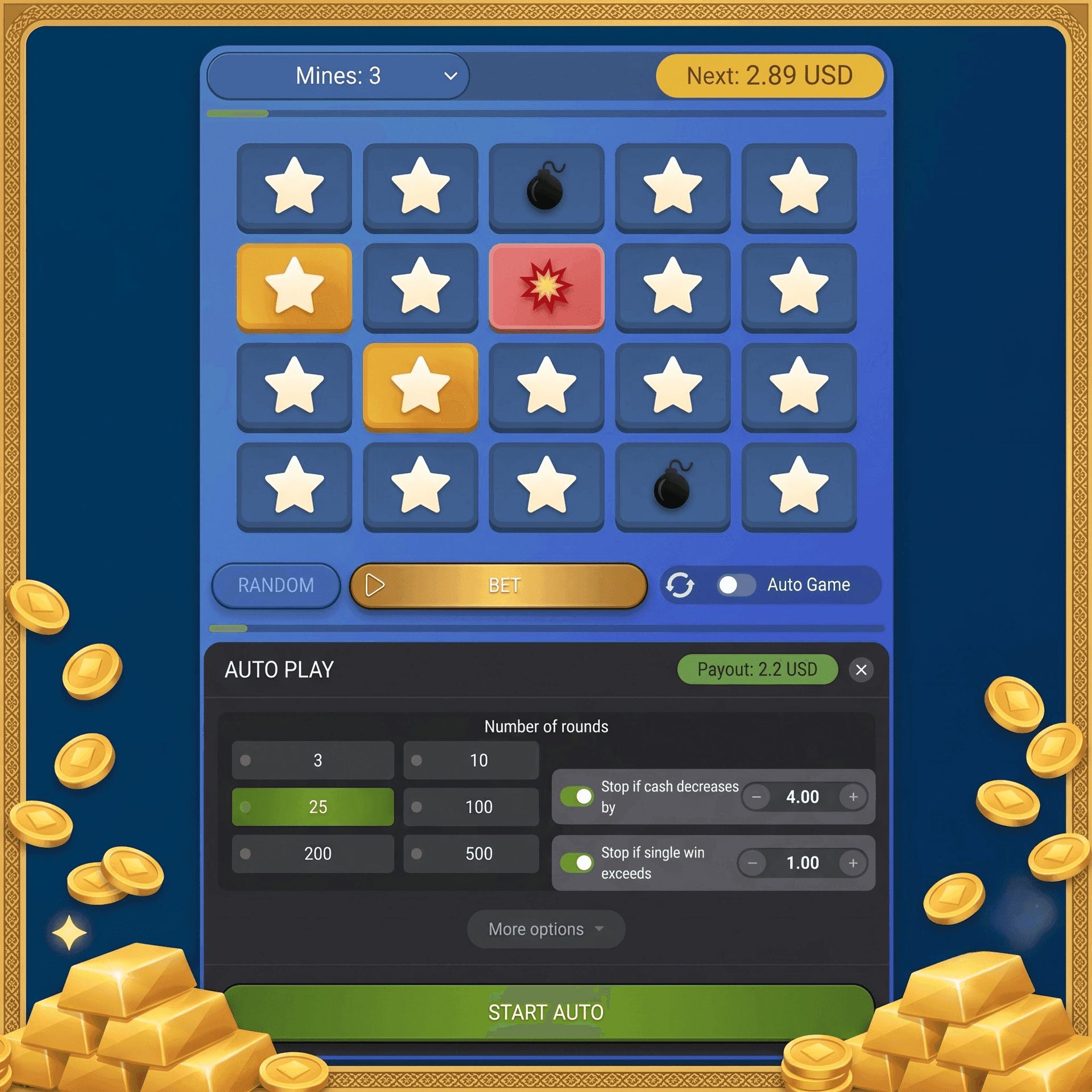 Mines game mobile interface Ghana smartphone
