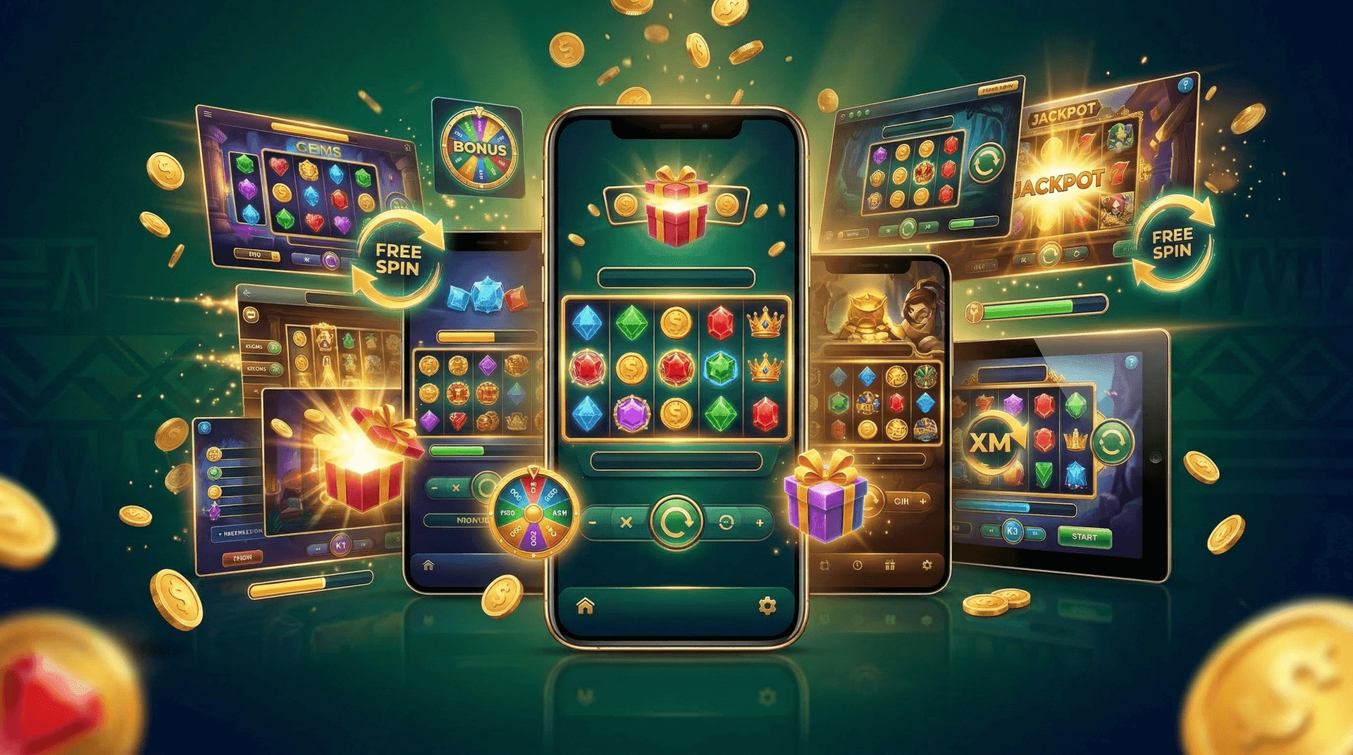Variety colorful slot icons 777 classic Egyptian theme Jackpot sign