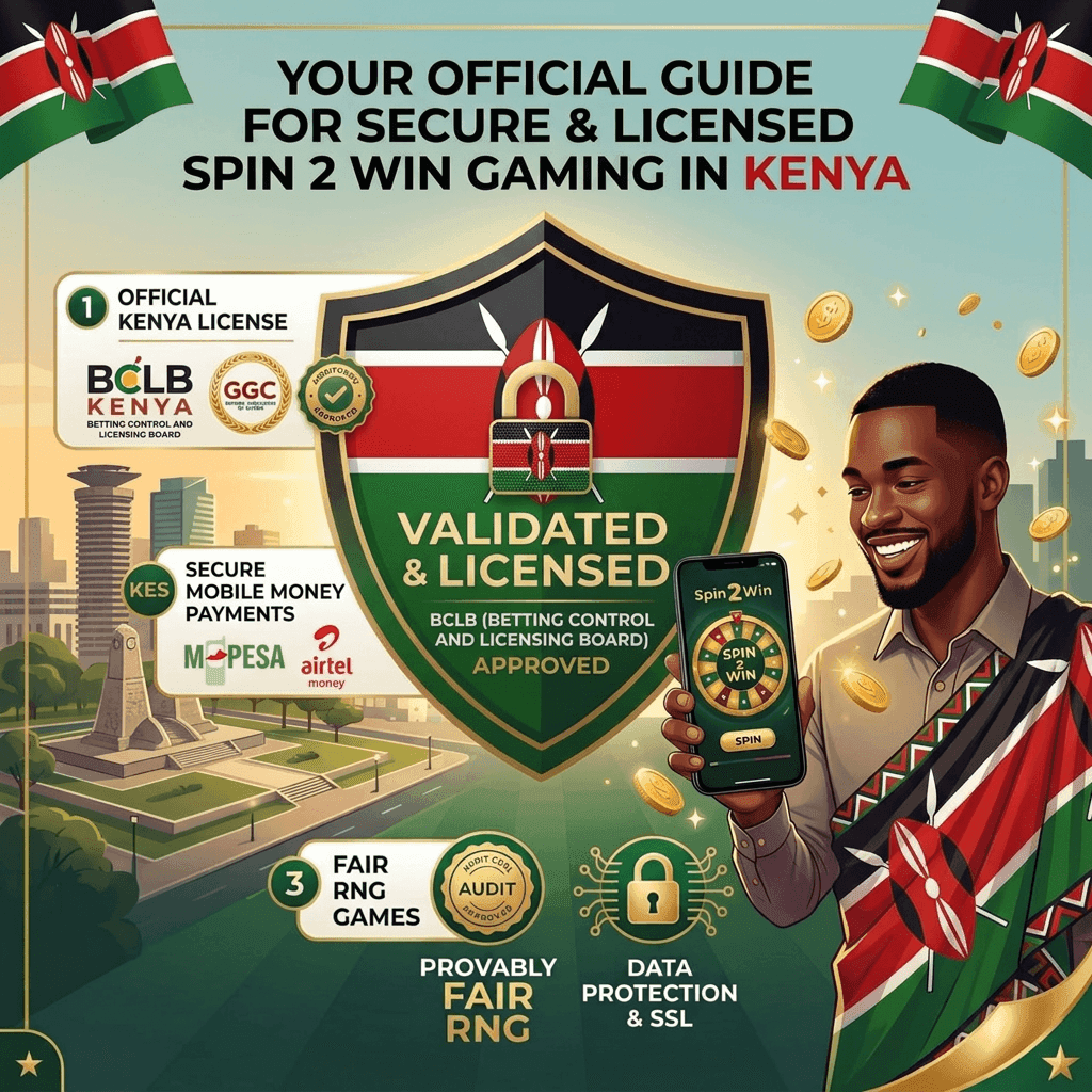 Spin 2 Win wheel game mobile casino Kenya smartphone