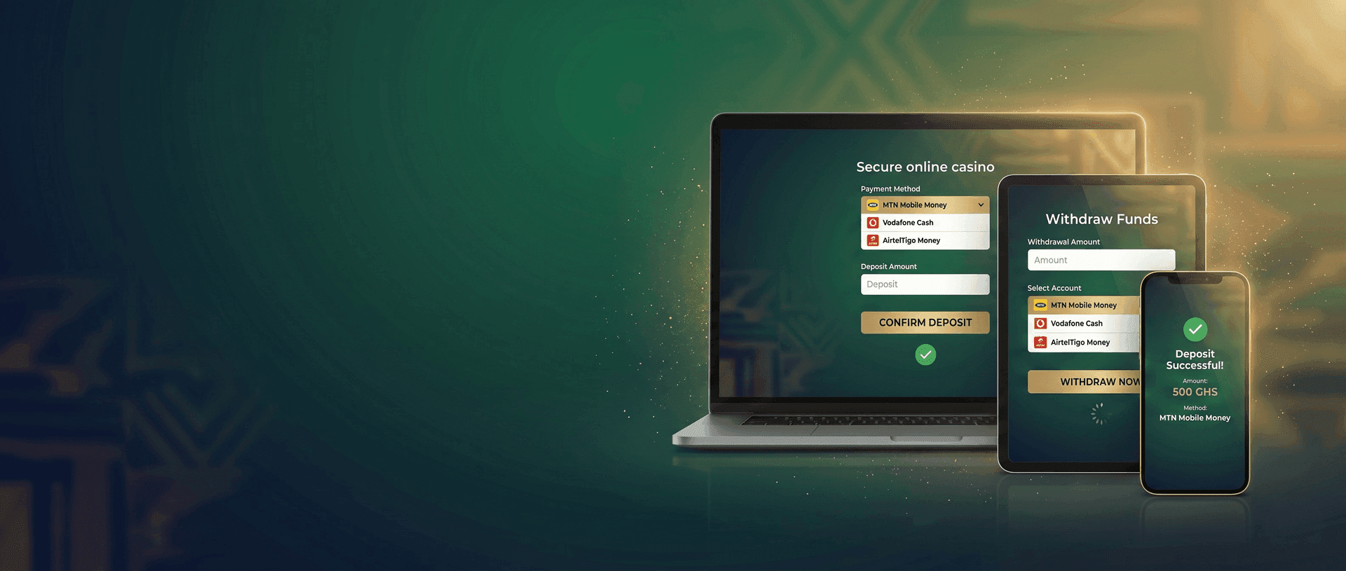 Best online casino payment methods Ghana MTN MoMo Telecel crypto deposits withdrawals